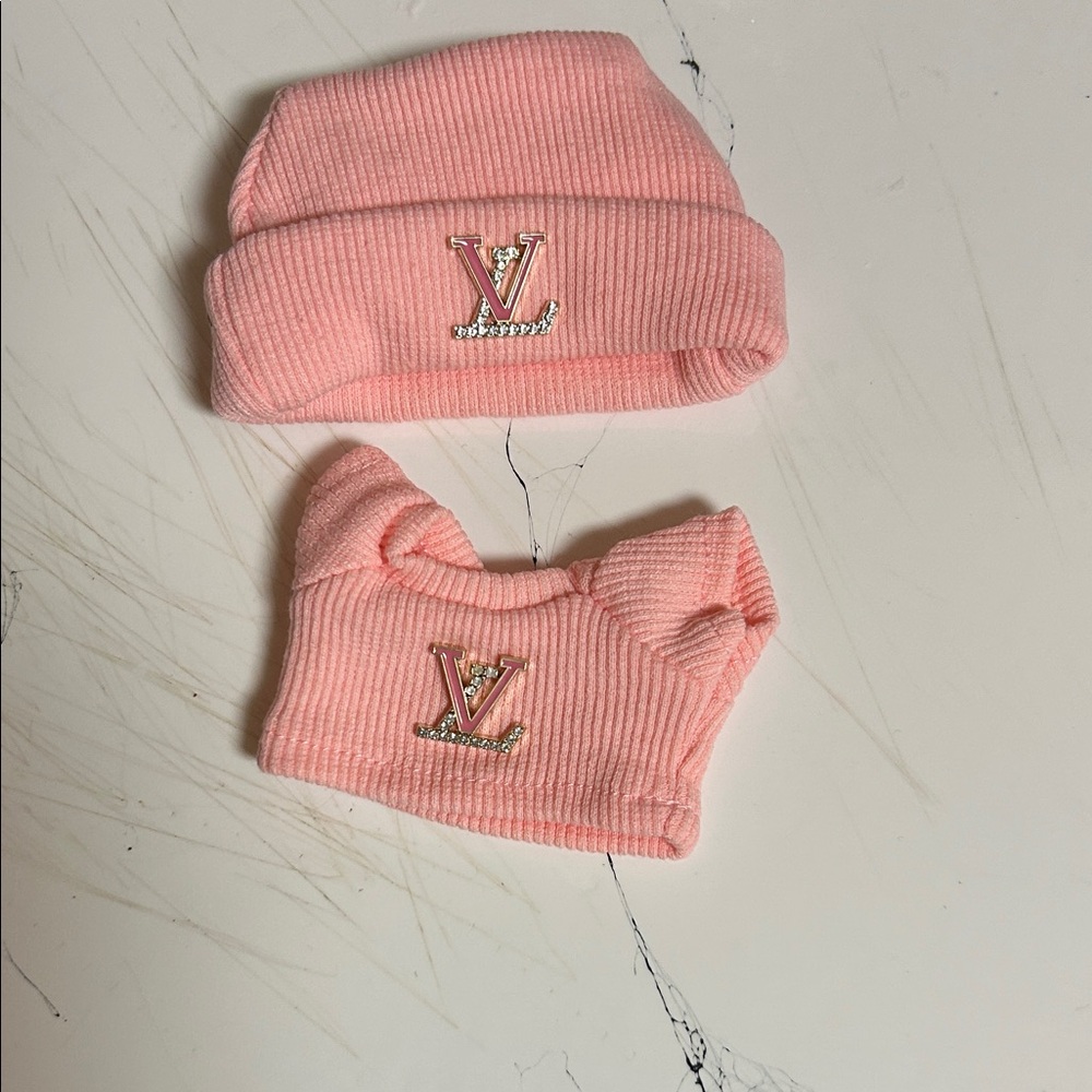 Pink Labubu Beanie and Scully Set
